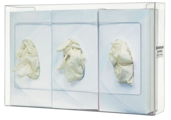 Distributeur de boîtes à gants - Triple, étroit, plastique transparent