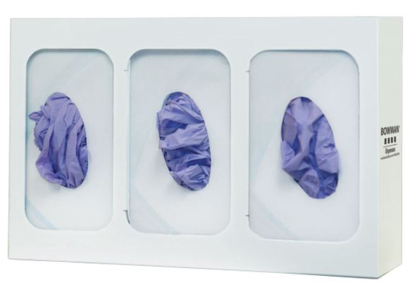 Distributeur de gants - triple, métal blanc